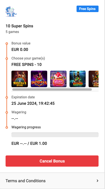 Free Spins Bonus Card